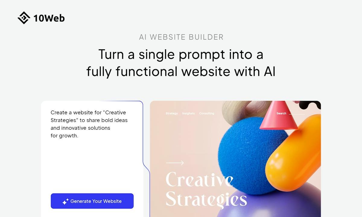 10Web — AI-generated WordPress website preview