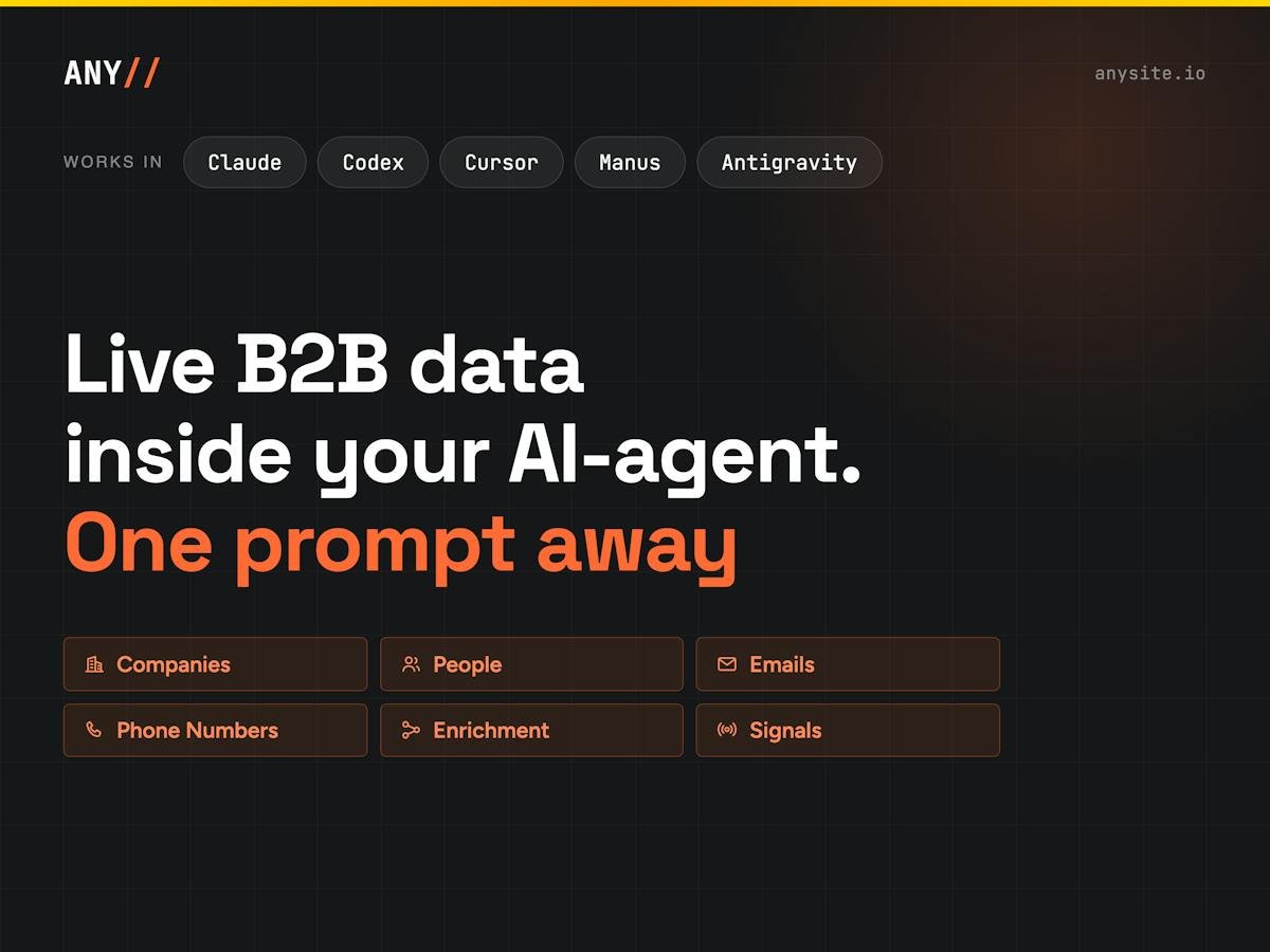 Anysite.io — AI agent B2B list building