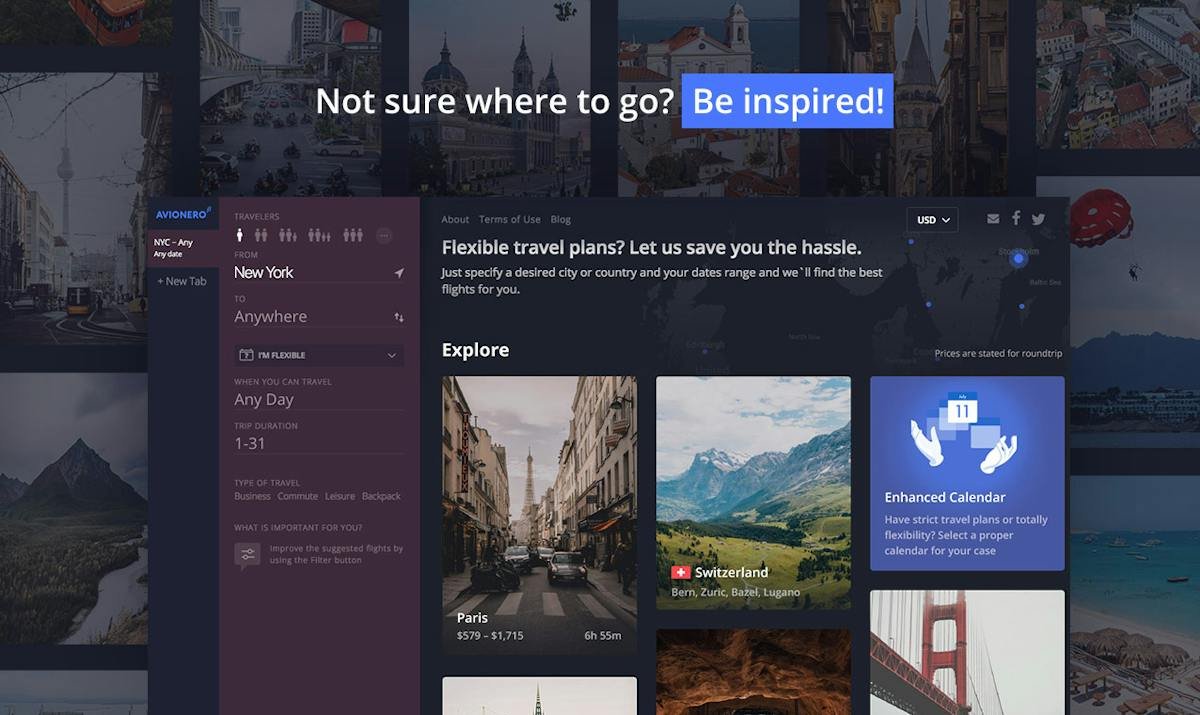Avionero — flexible destination and date search