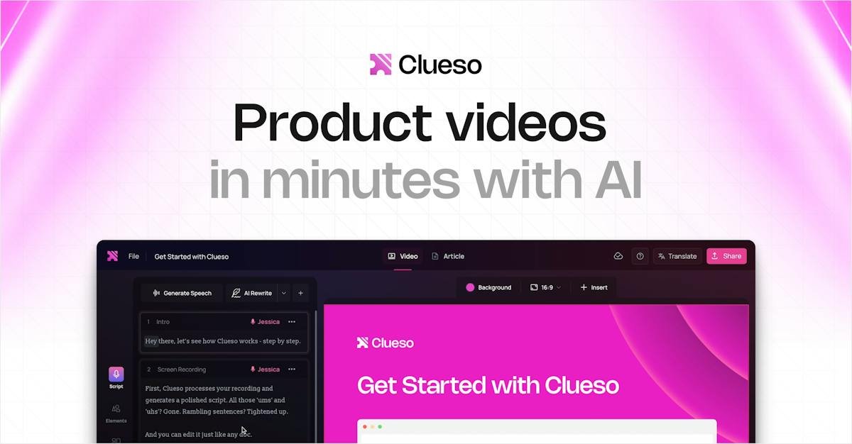 Clueso — AI-generated product video editor