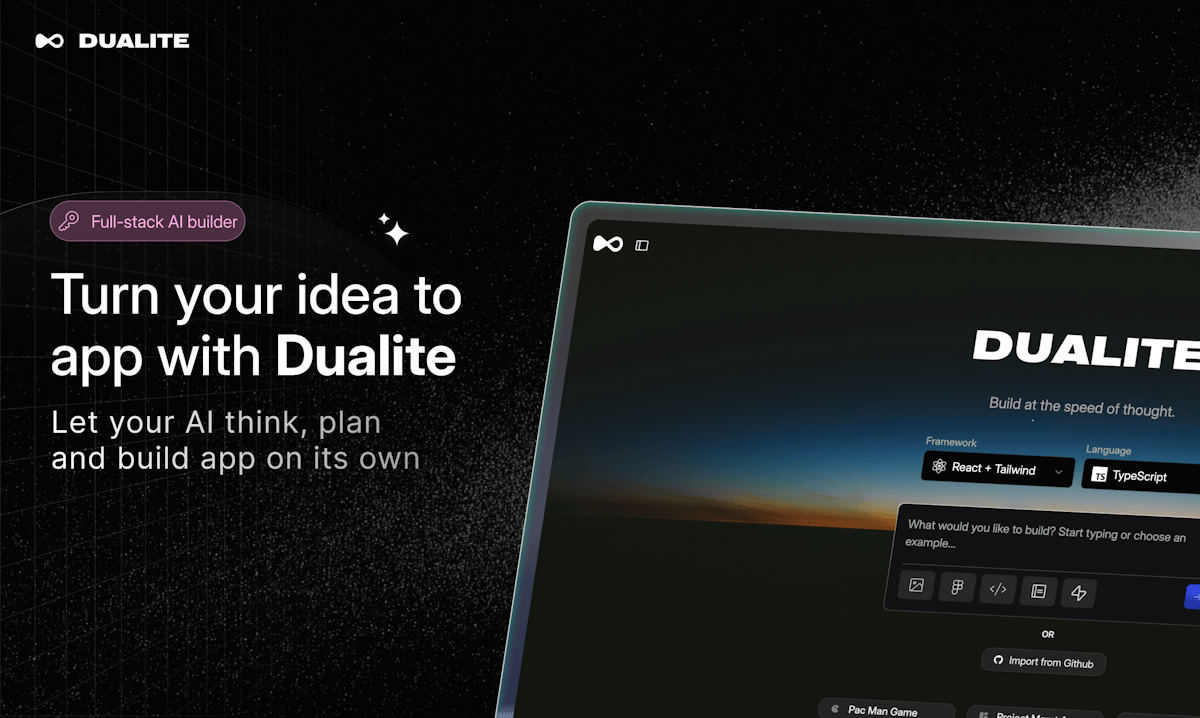 Dualite — AI agent building a full-stack app