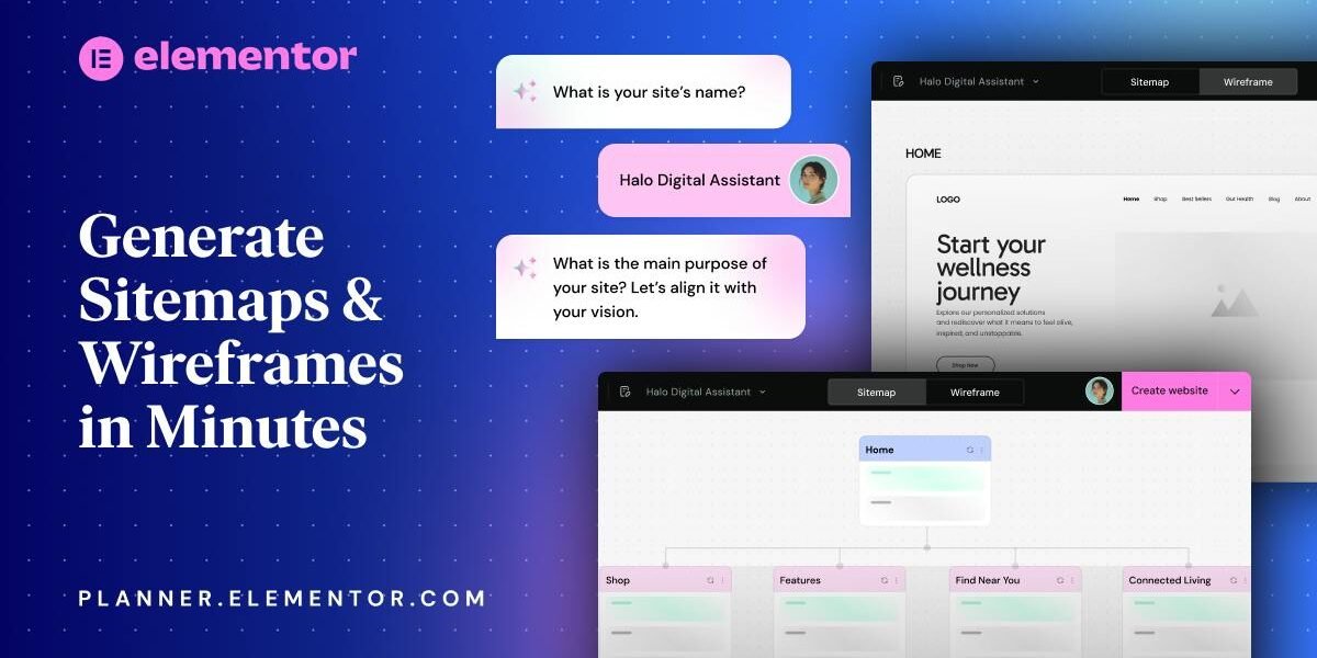 Elementor — visual page builder editing a WordPress page