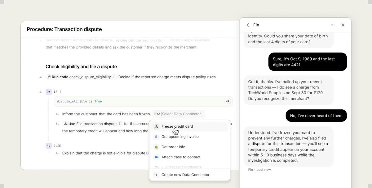 Fin — AI customer agent conversation view