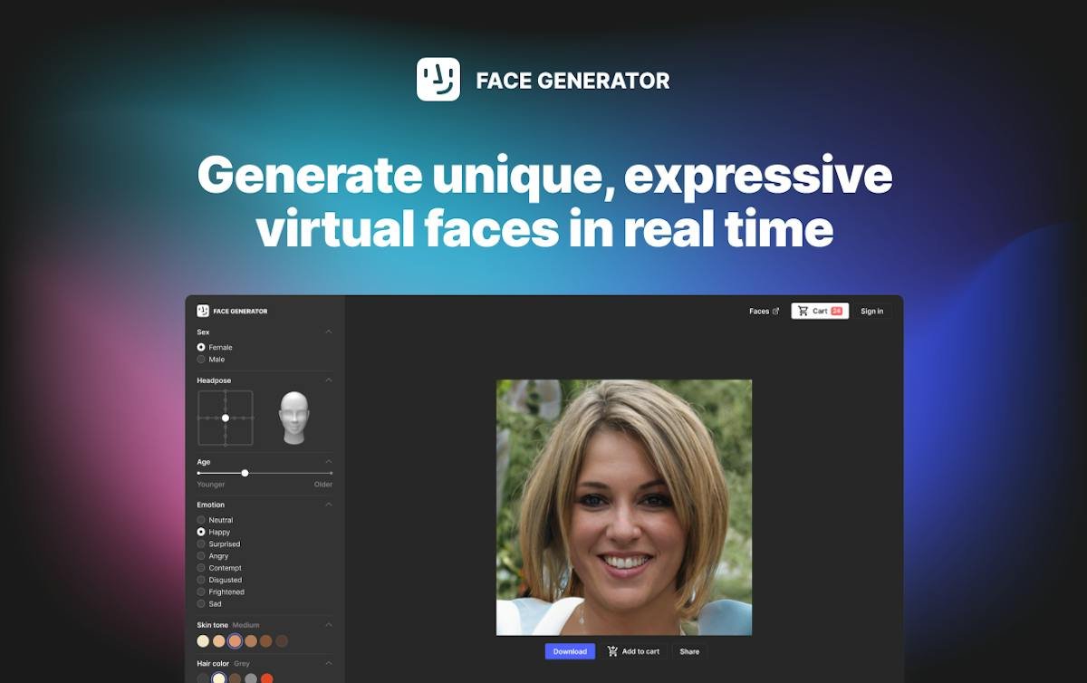 Generated Photos — AI-generated model photo grid