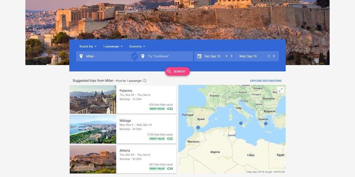 Google Flights — fare comparison and price graph