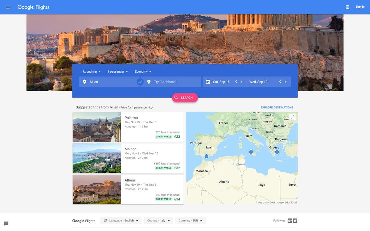 Google Flights — fare comparison and price graph