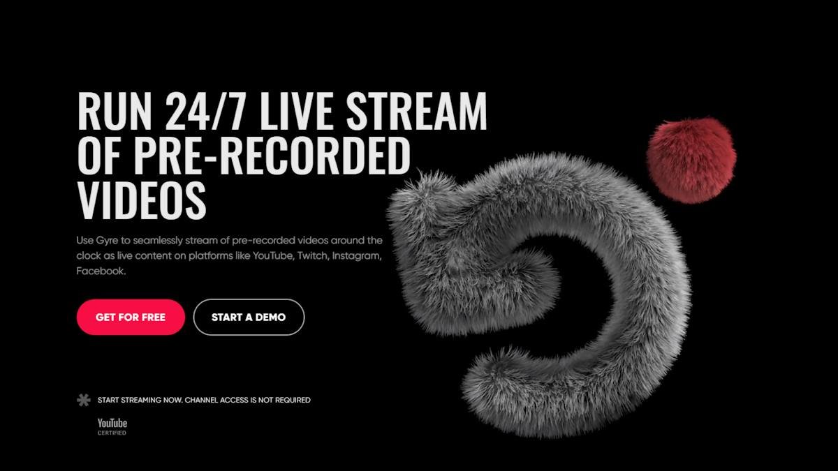 Gyre — 24/7 pre-recorded live stream scheduler