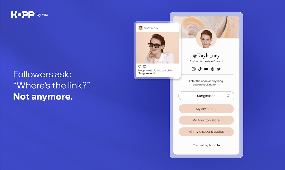 Hopp by Wix — searchable link-in-bio page