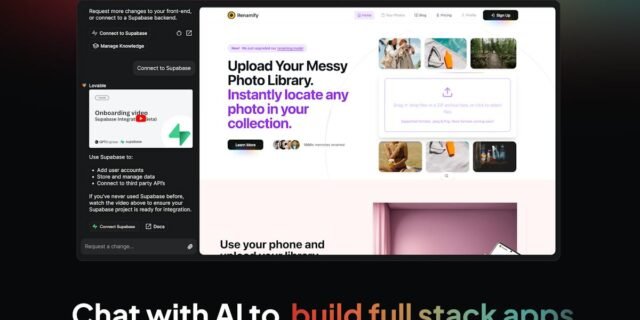 Lovable — conversational app builder generating a full-stack app