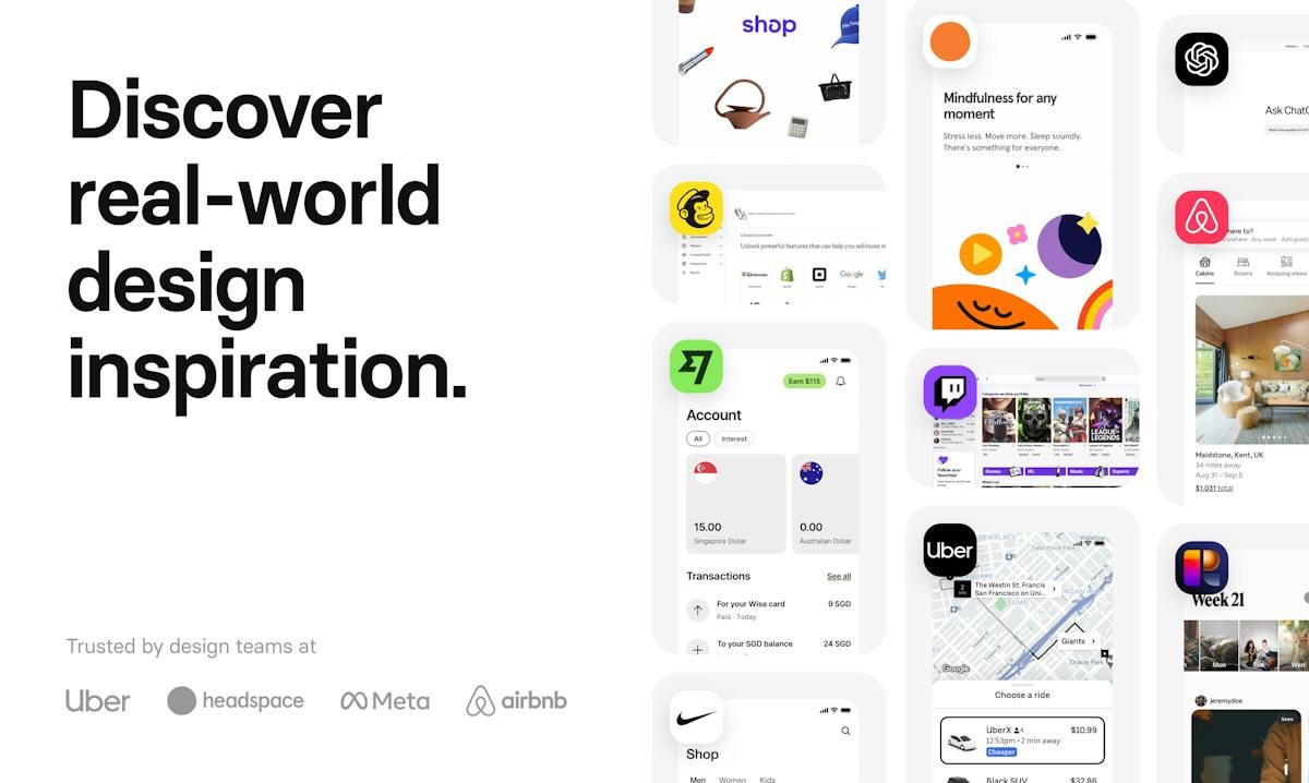 Mobbin — searchable library of app screens and flows