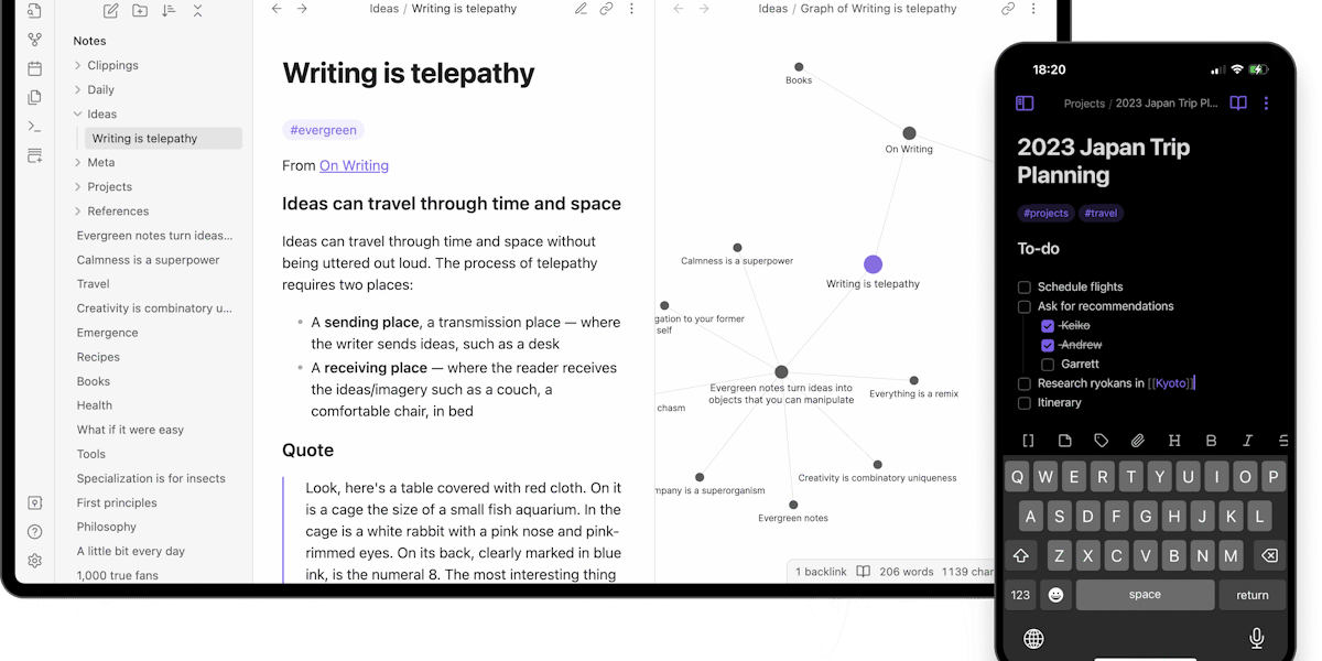 Obsidian — linked notes graph view