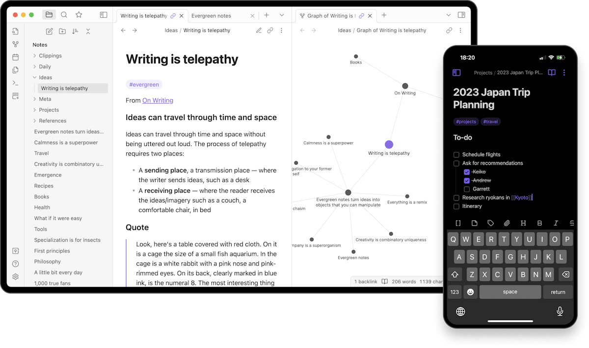 Obsidian — linked notes graph view