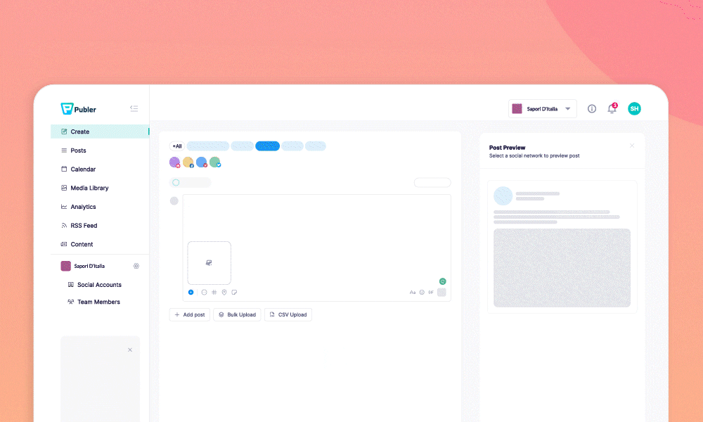 Publer — content calendar and scheduling view