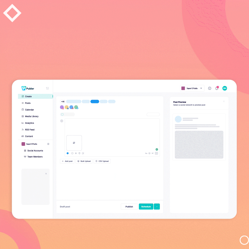 Publer — content calendar and scheduling view