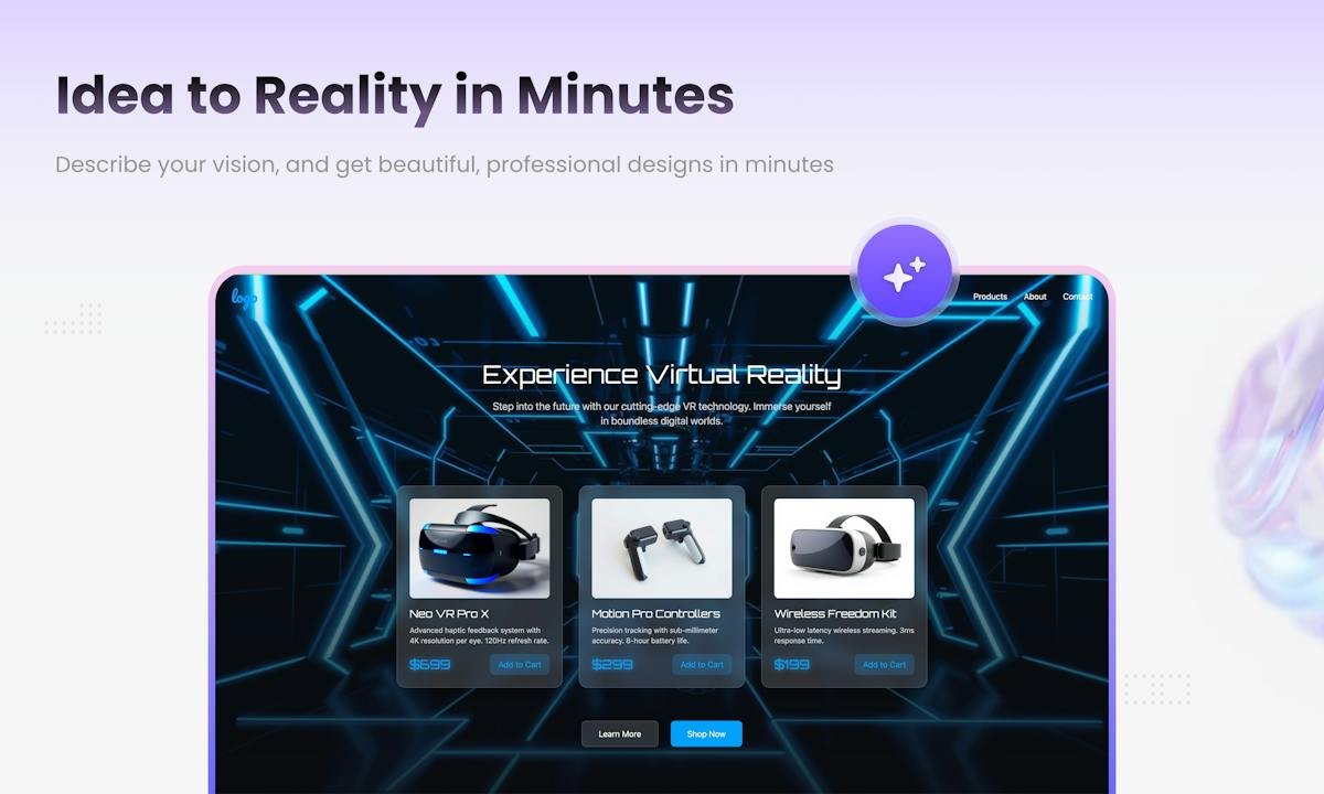 Readdy — AI website builder chat and preview panel