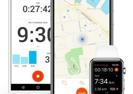 Strava — activity feed and route map view