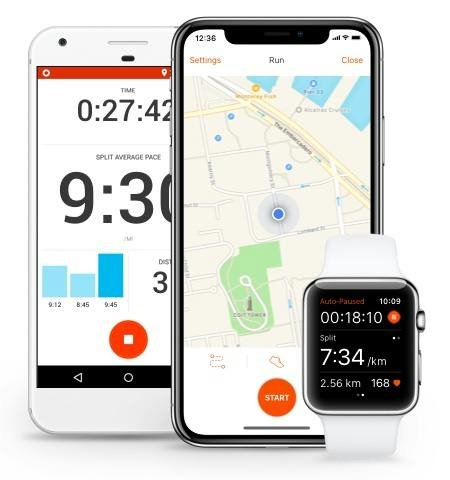 Strava — activity feed and route map view
