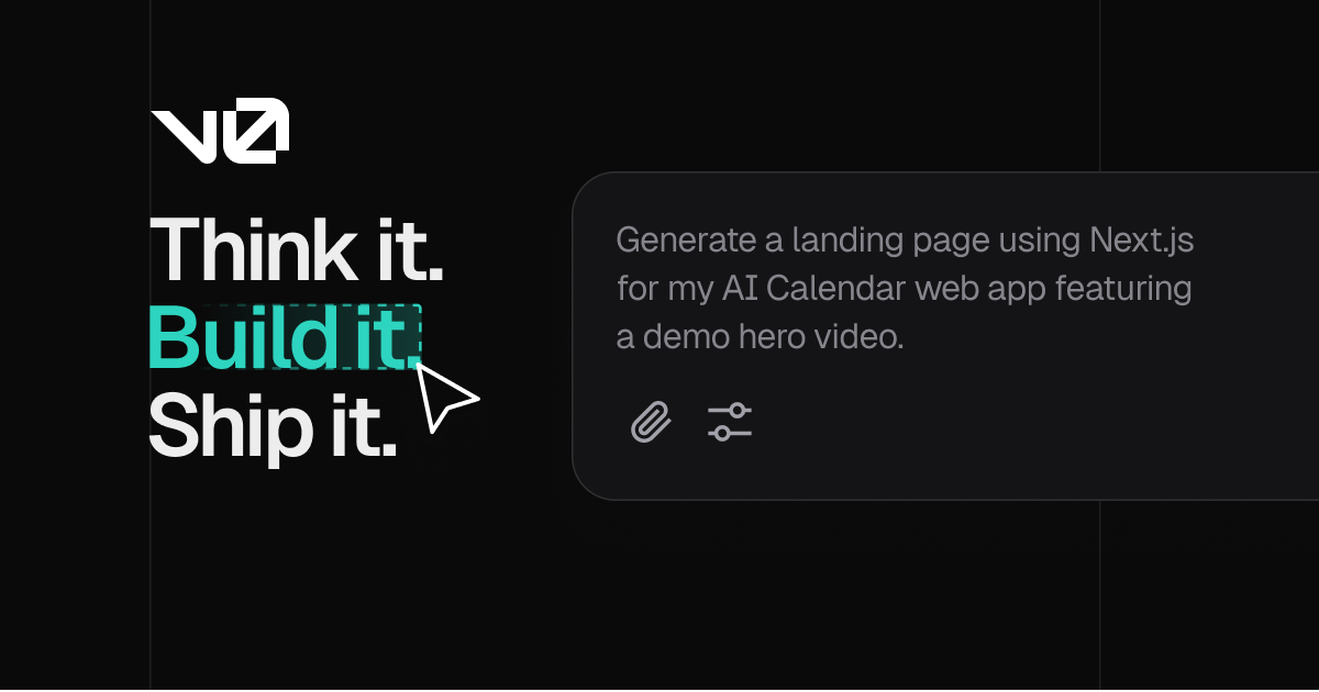 v0 by Vercel — Design Mode generating React and Tailwind code