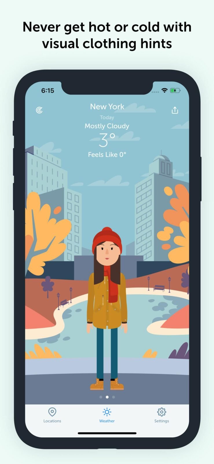 Weather Fit — avatar dressed for the day's forecast