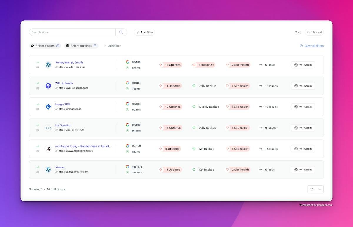 WP Umbrella — multi-site WordPress management dashboard