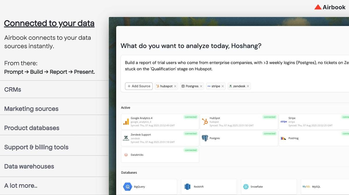 Airbook AI — auto-generated SQL and dashboard from a data question