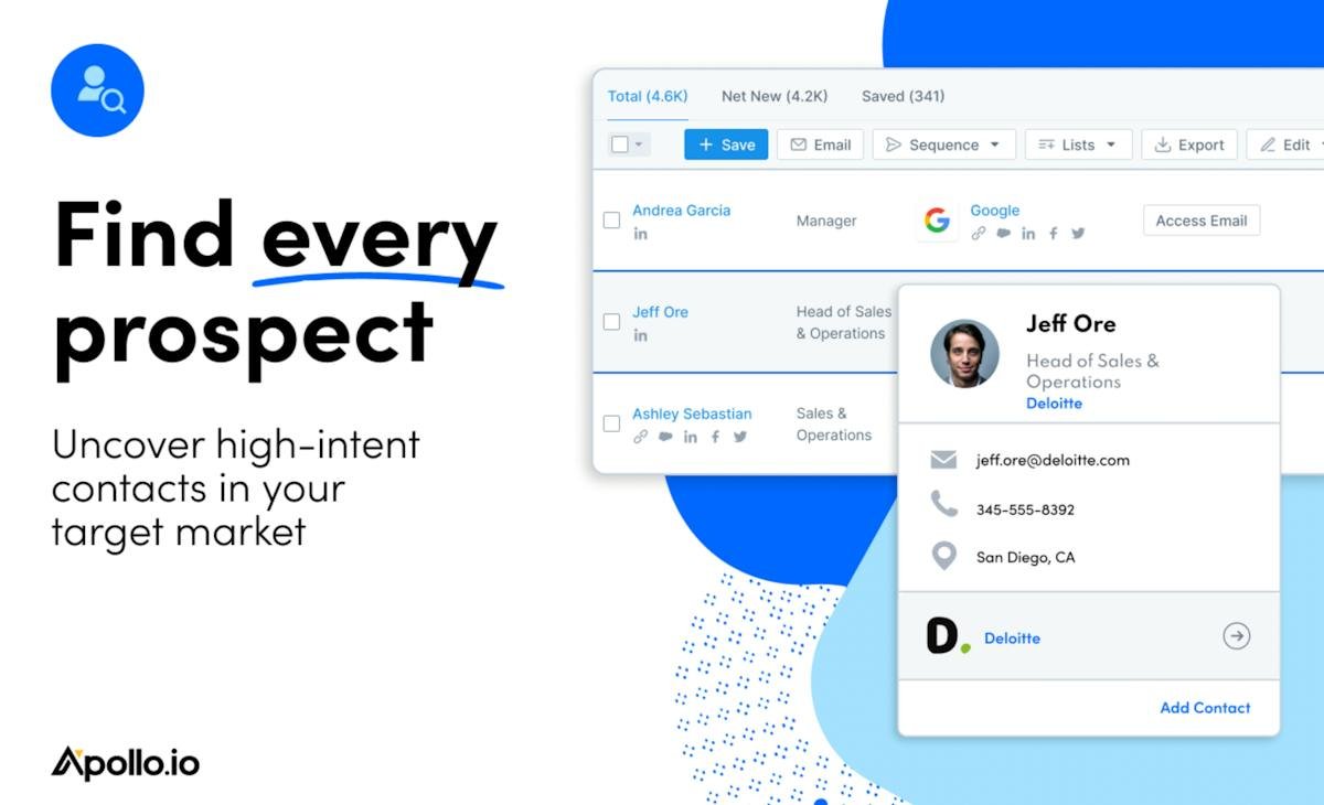 Apollo.io — buyer search and contact database view