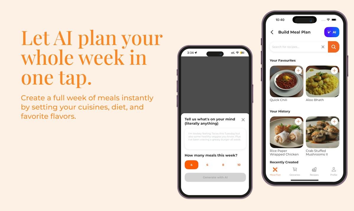Bean — weekly family meal plan view