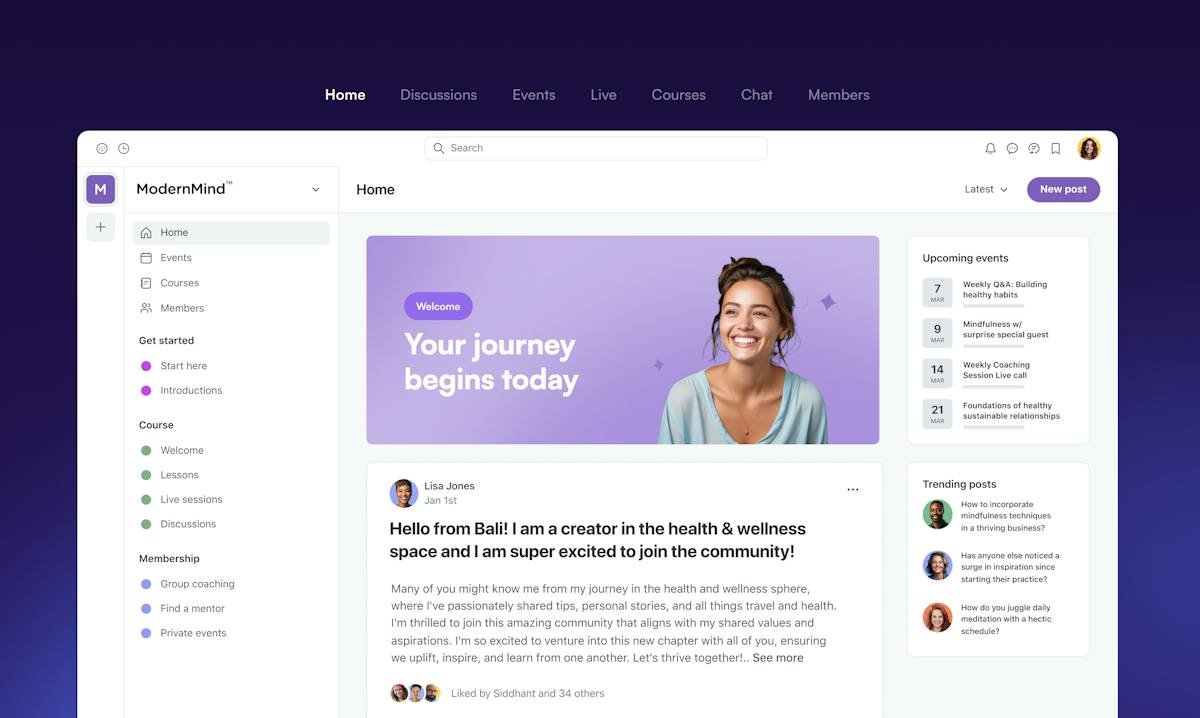 Circle — branded community discussion feed