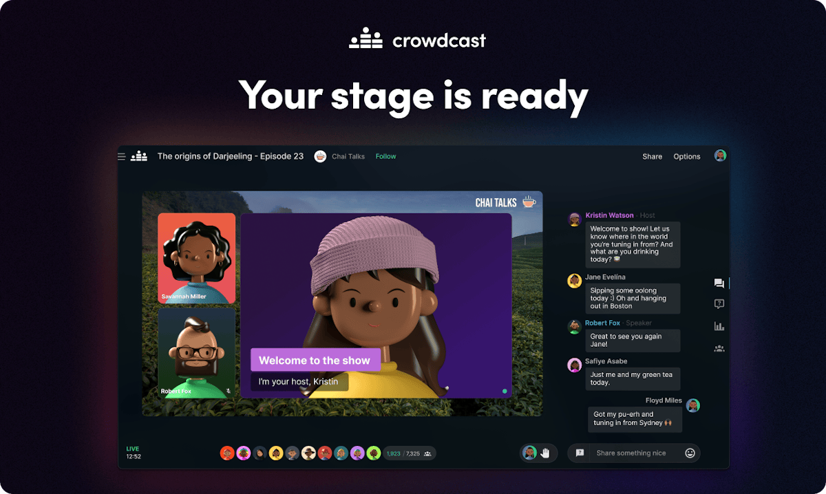 Crowdcast — live webinar stage view