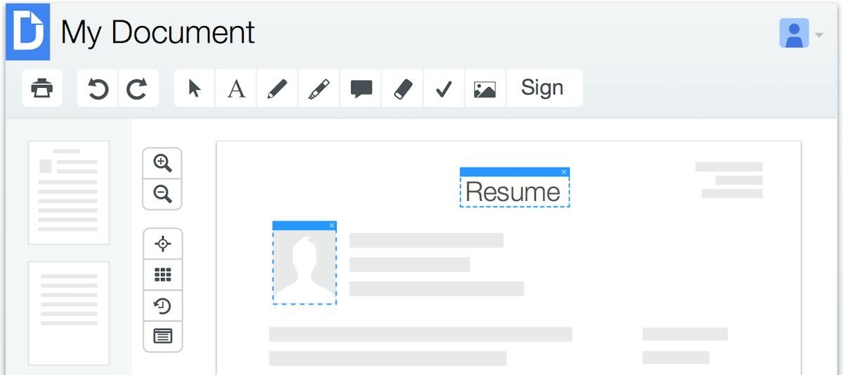 DocHub — browser-based PDF editing and signing view