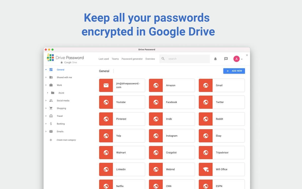 Drive Password — vault connected to Google Drive