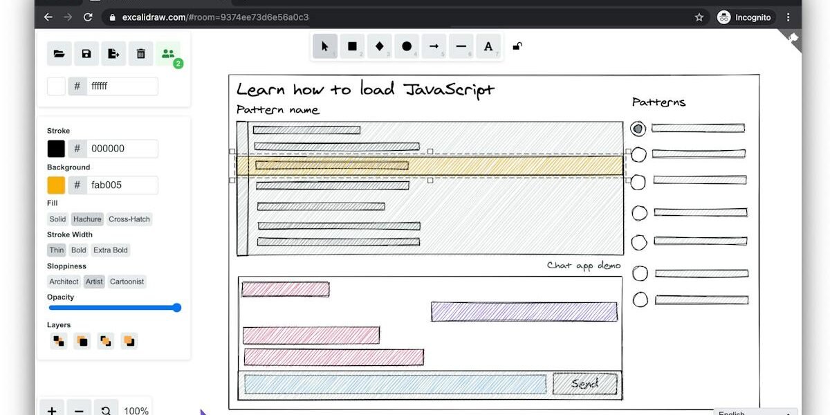 Excalidraw — hand-drawn style diagram on an infinite canvas