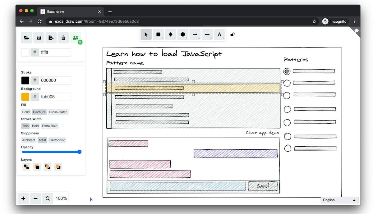 Excalidraw — hand-drawn style diagram on an infinite canvas