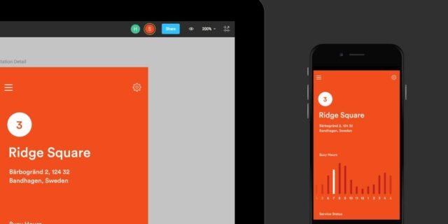 Figma — interface design file with components panel