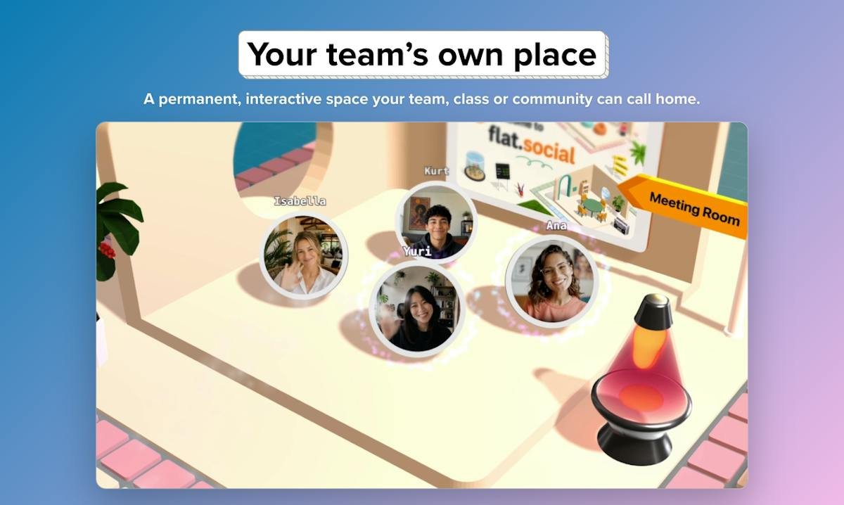 flat.social — 3D virtual hangout space view