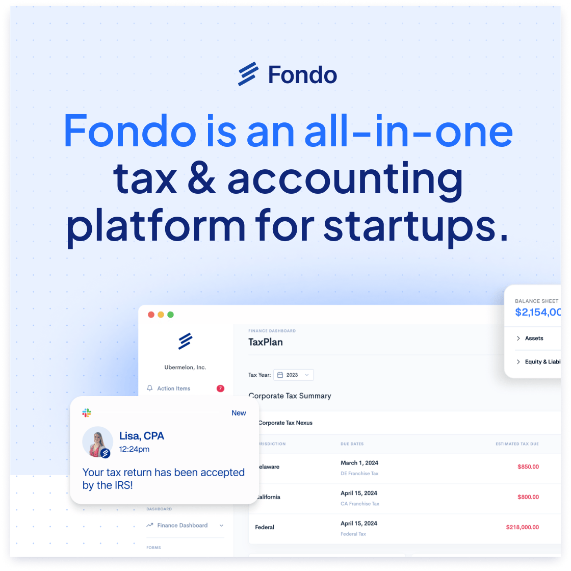 Fondo — startup finance dashboard