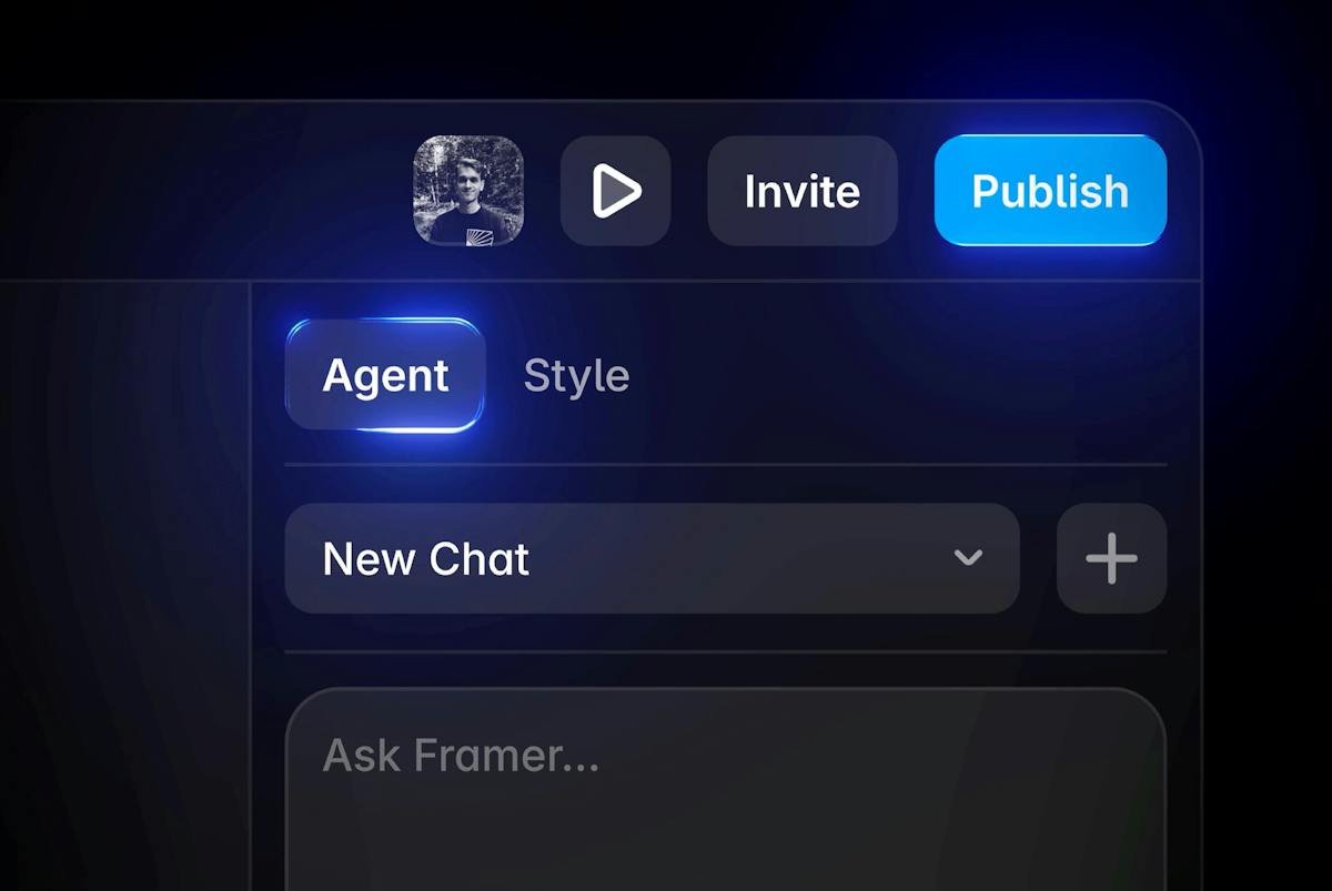 Framer — AI agent generating a website from a prompt