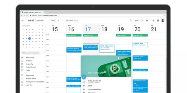 Google Calendar — shared calendar view