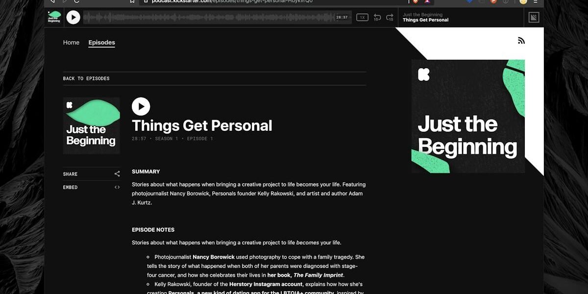 Kickstarter — project campaign page view