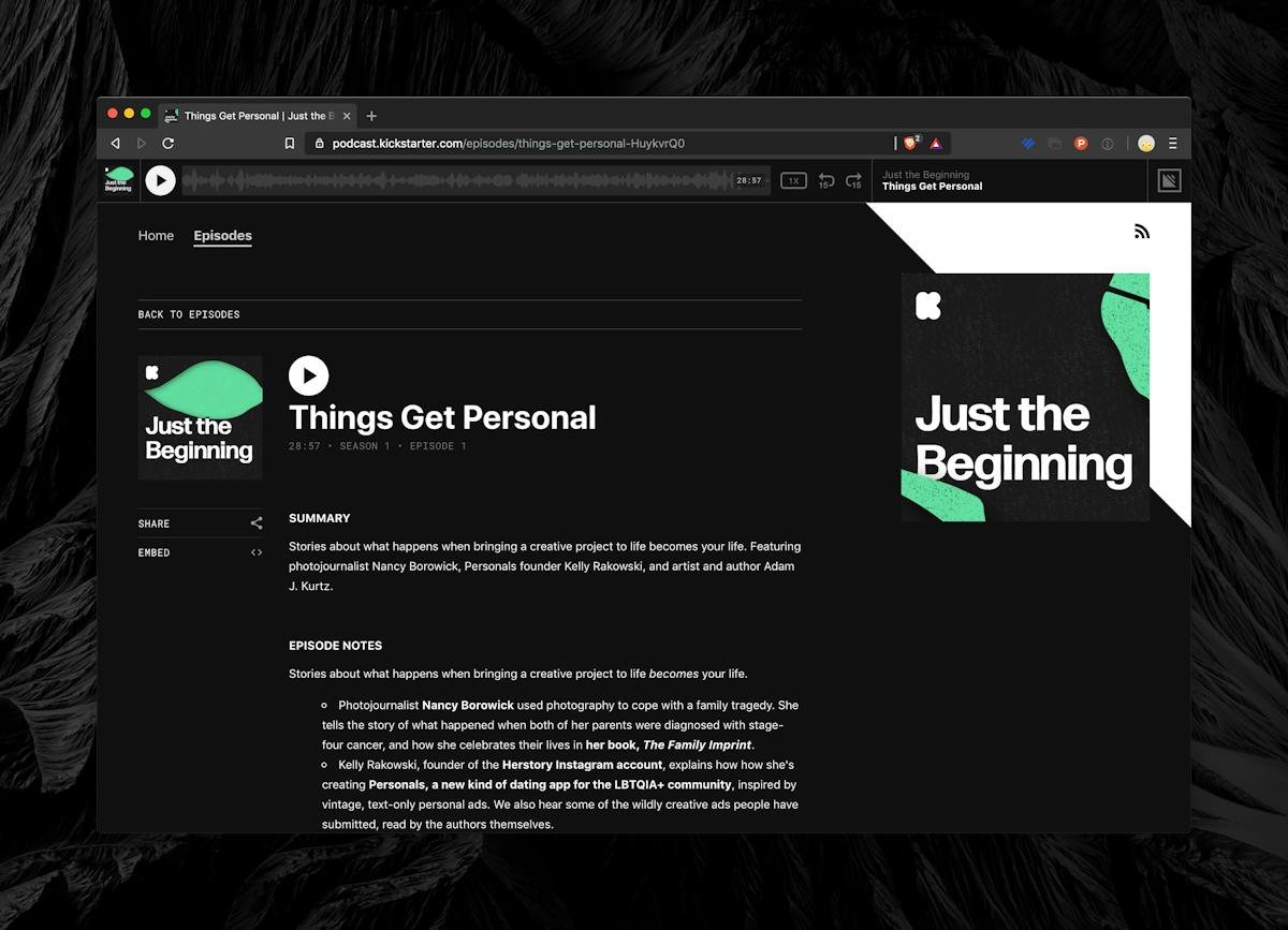 Kickstarter — project campaign page view