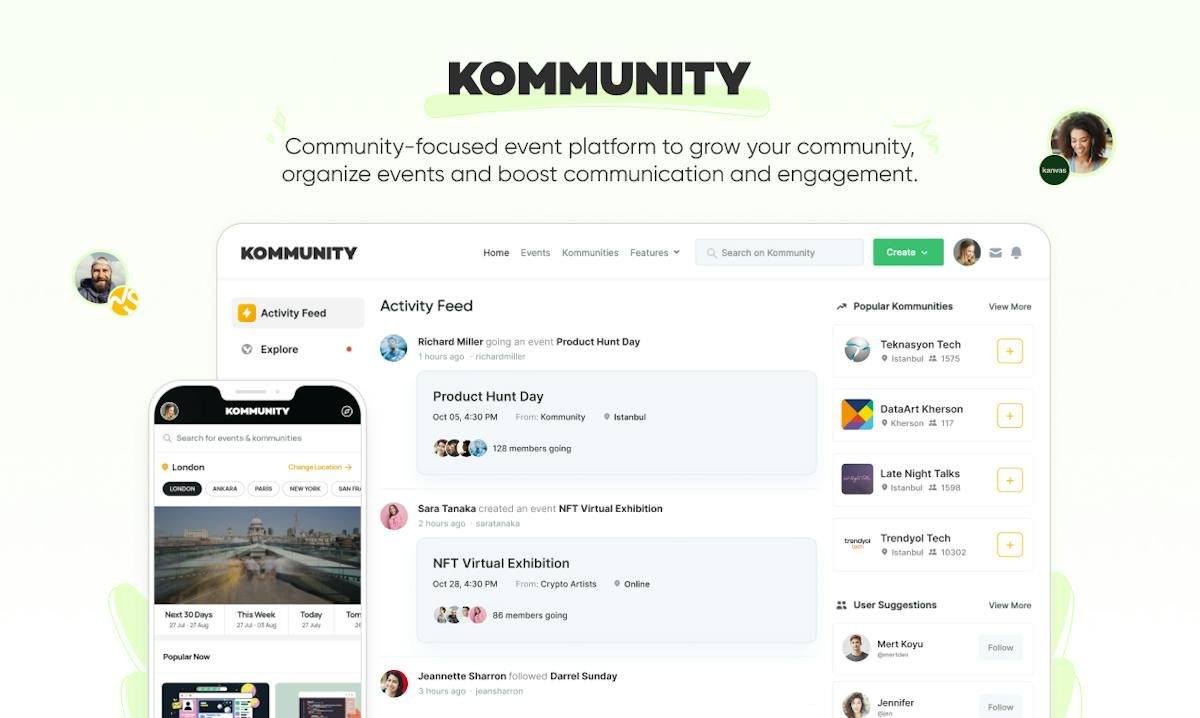 Kommunity — community event listing view