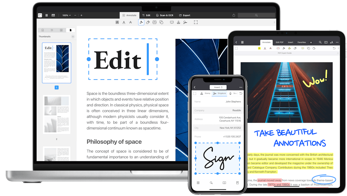 PDF Expert — PDF editing and annotation view on Mac