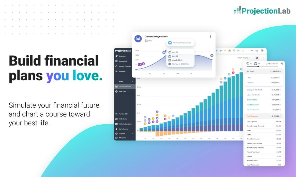 ProjectionLab — financial independence simulation chart
