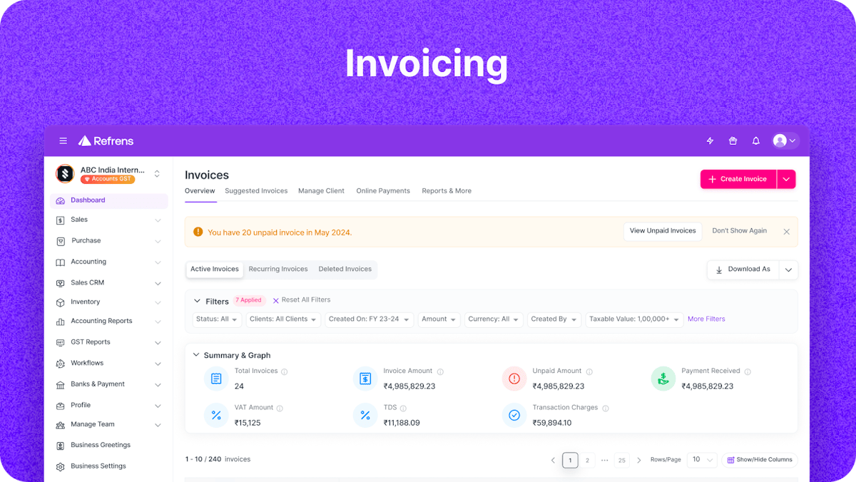 Refrens — invoicing and accounting dashboard