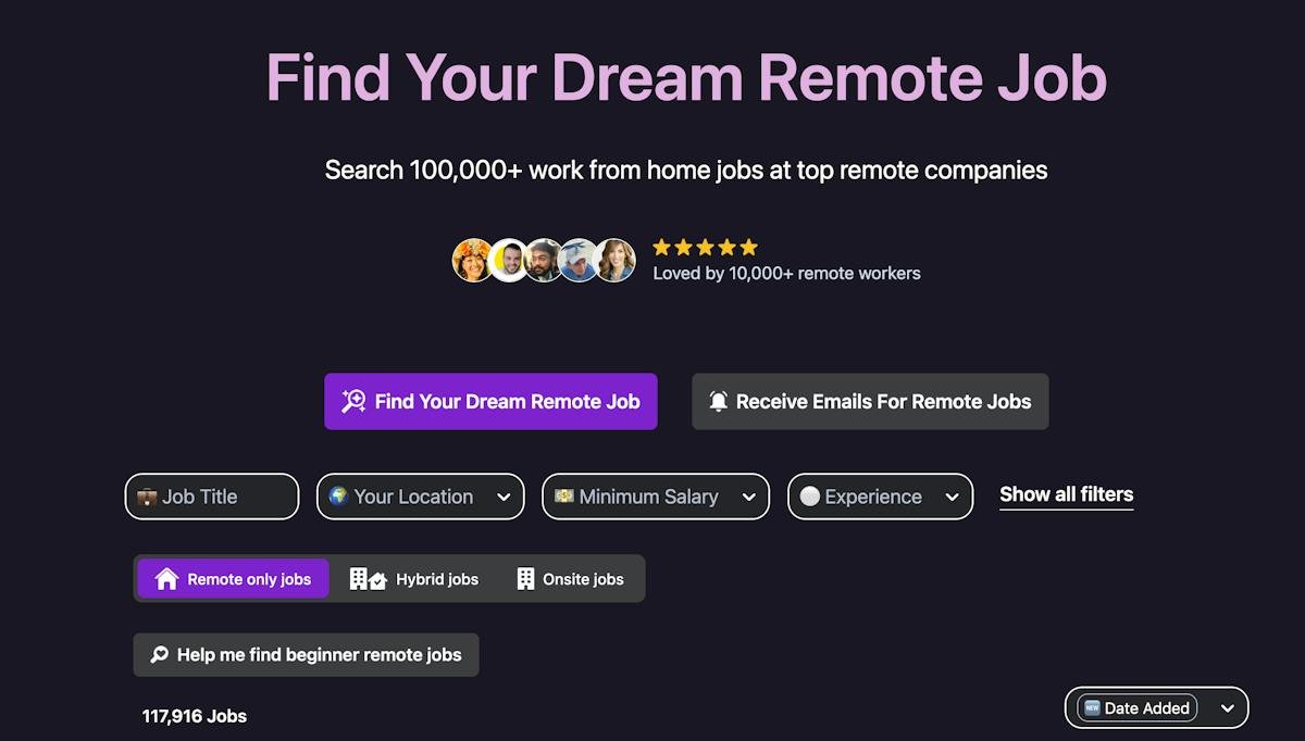 Remote Rocketship — remote job listings view