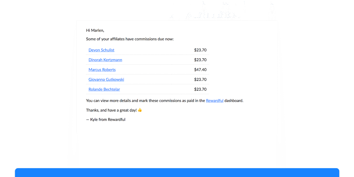 Rewardful — affiliate commission tracking dashboard