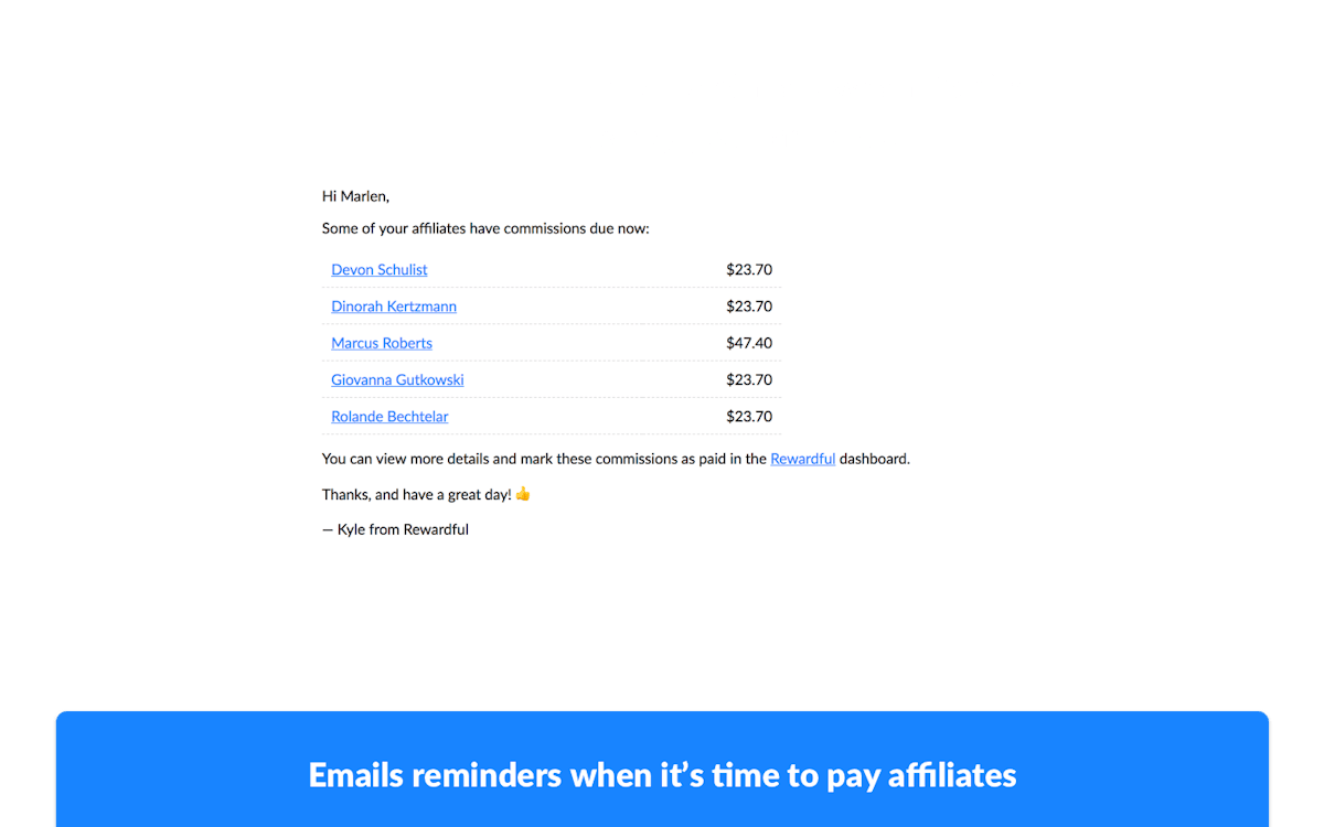 Rewardful — affiliate commission tracking dashboard