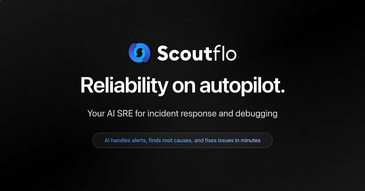 Scoutflo — AI SRE dashboard investigating a production incident