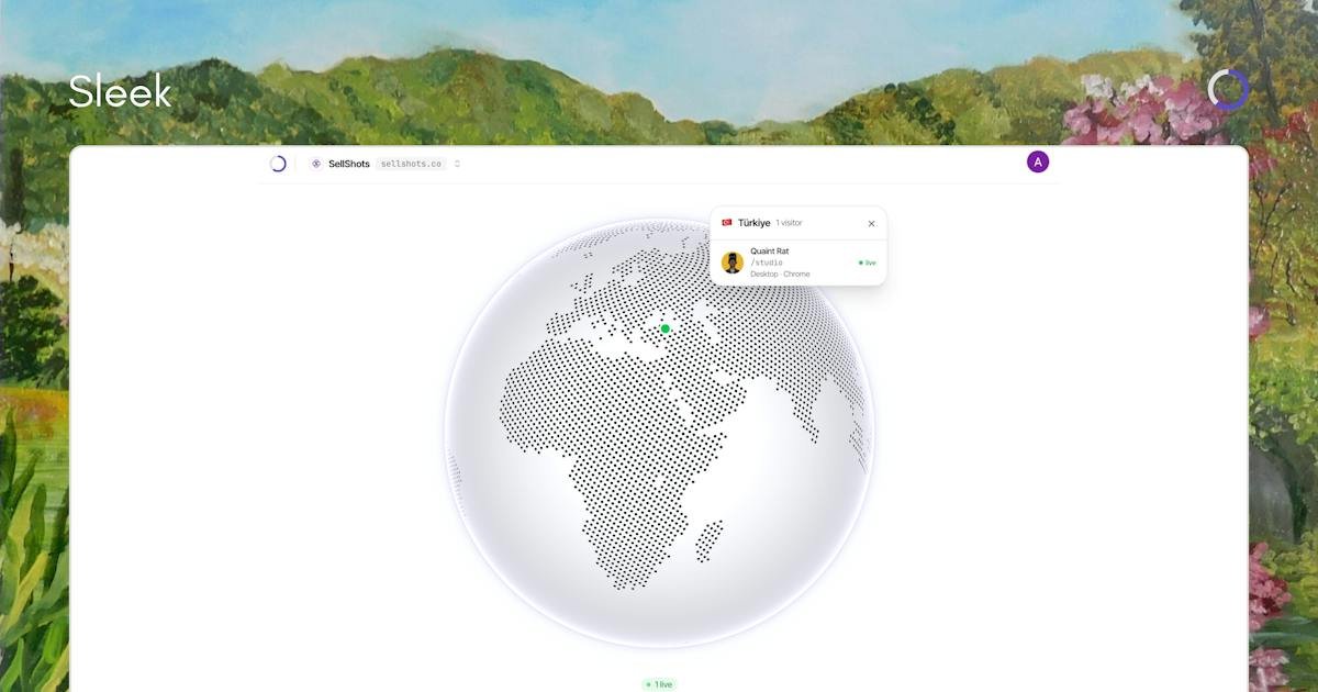 Sleek Analytics — real-time visitor dashboard