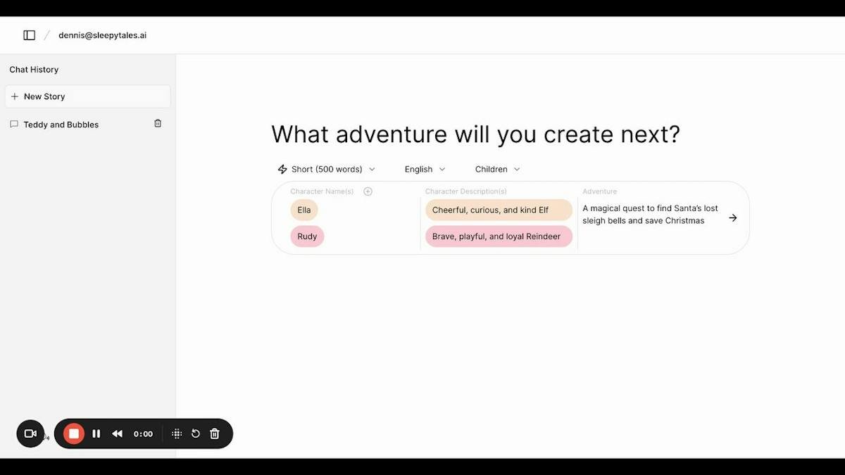 Sleepytale — personalized bedtime story view